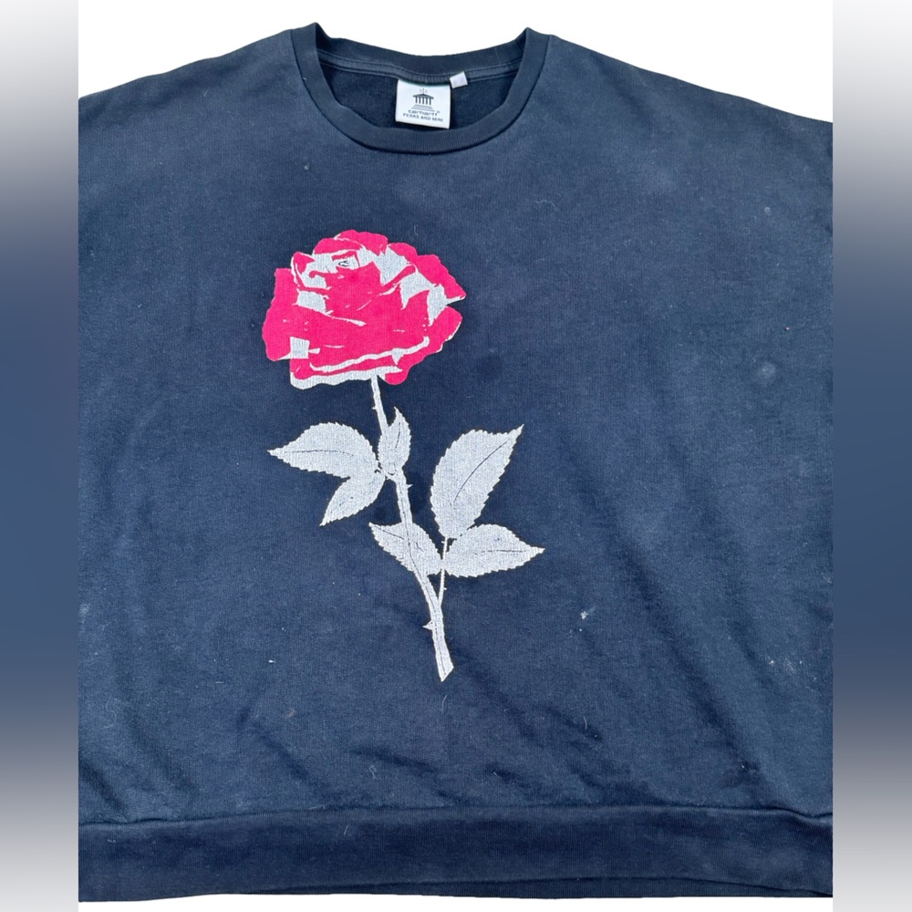 Carhartt x Perks and Mini Radio Club L.A. Black Oversized Rose Sweatshirt Med - Picture 7 of 8